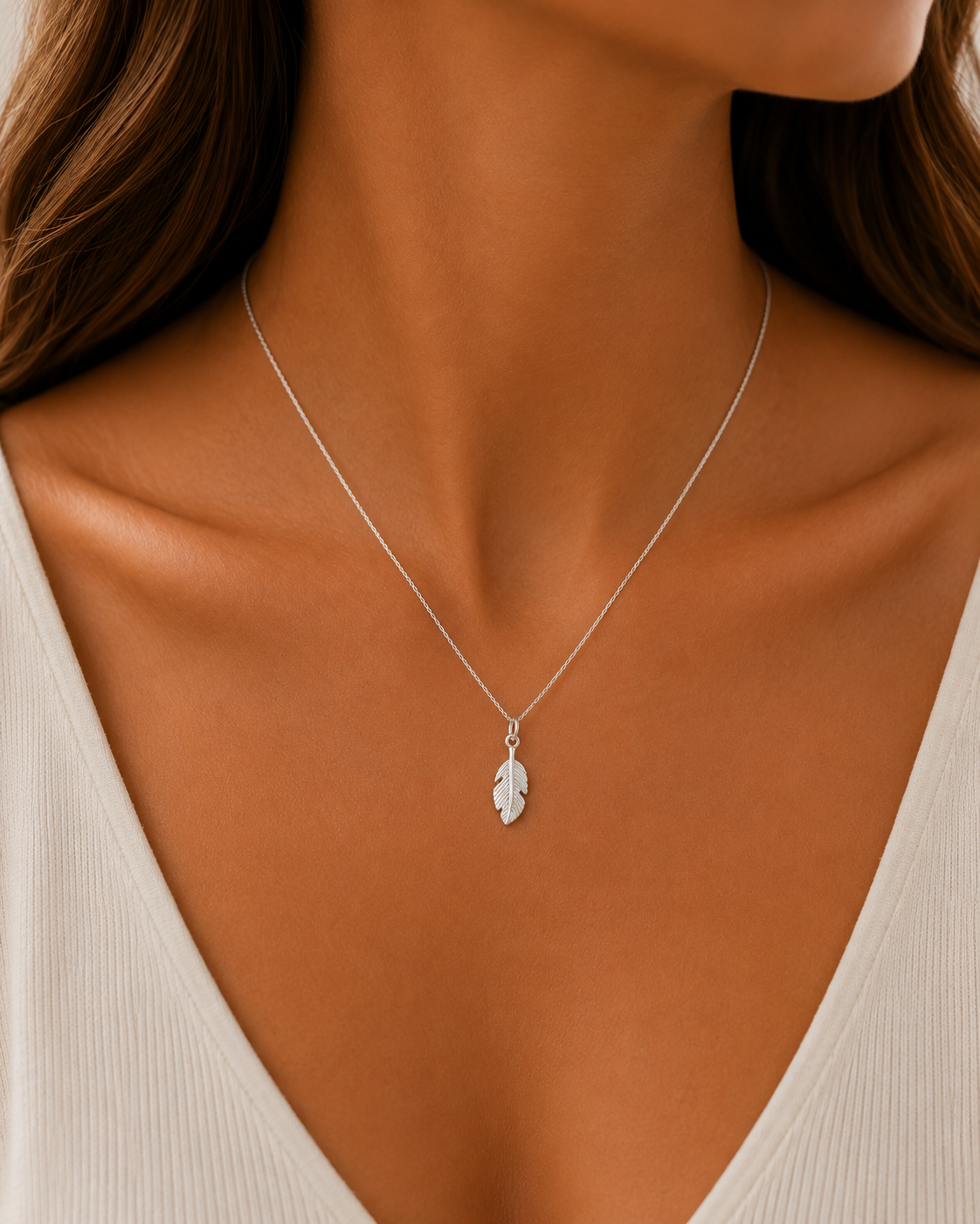 Feather Necklace 925 Sterling Silver