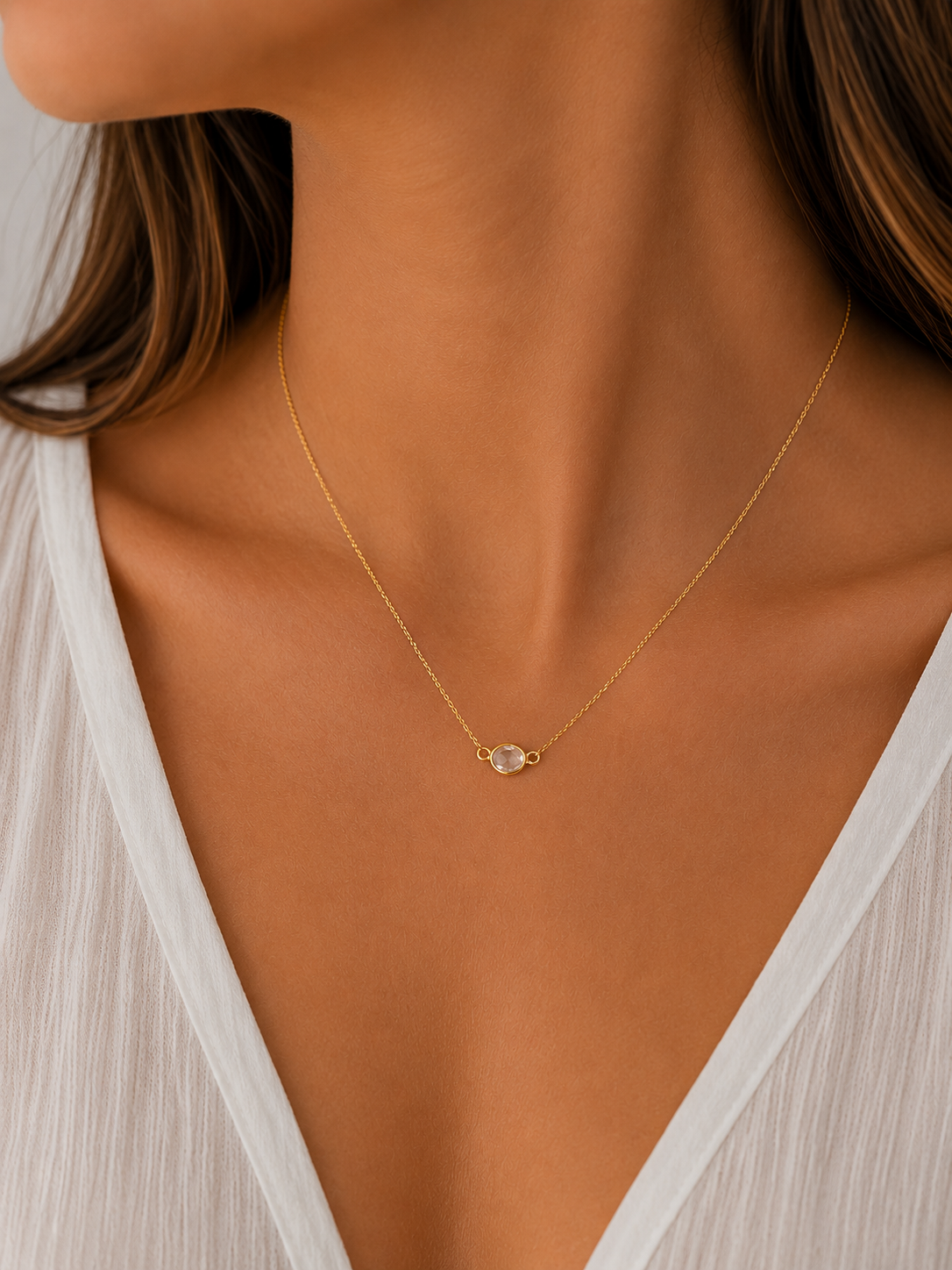 Elegant Crystal Necklace Gold Plated 925 Sterling Silver