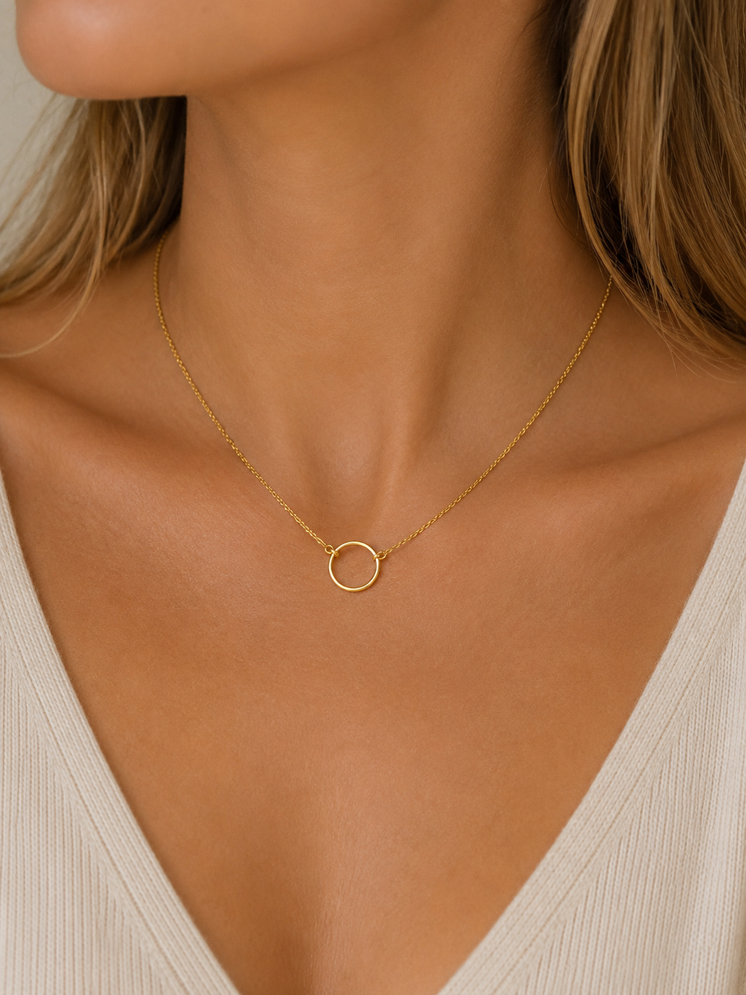 Circle Necklace Gold plated 925 Sterling Silver