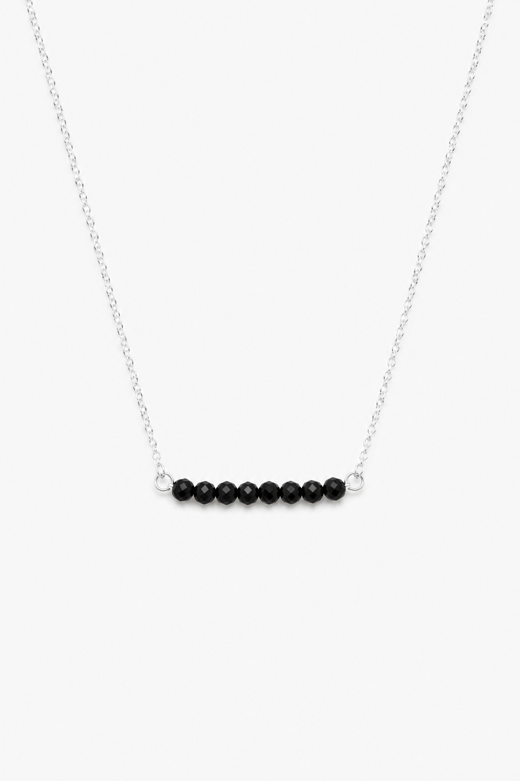 Onyx Beaded Necklace – 925 Sterling Silver
