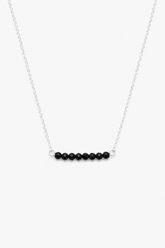 Onyx Beaded Necklace – 925 Sterling Silver